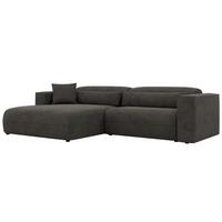 ECKSOFA PAZURRO L - Dunkelgrau Velvet - Links Seite - Dunkelgrau/Schwarz, Kunststoff/Textil (288/180cm) - MKS