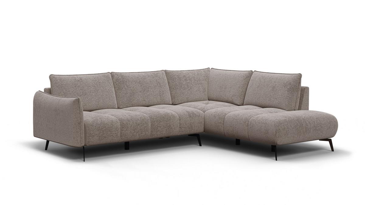 ECKSOFA AERA 5-Sitzer rechts, dunkelbeige - Beige/Schwarz, Holz/Textil (268/206cm) - Wozimo