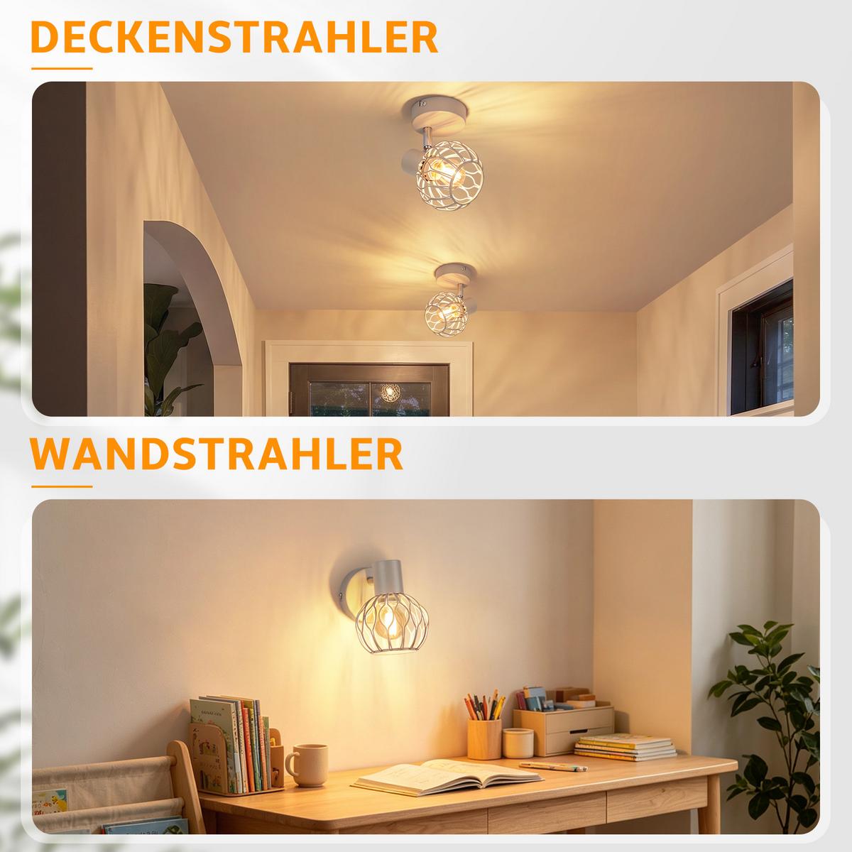 DECKENSTRAHLER Eryxveth 16.5/10/12.5 cm - Grau, Metall (16.5/10/12.5cm) - ZMH