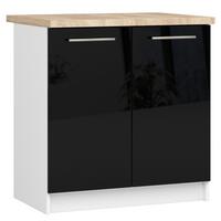 UNTERSCHRANK Weiß, Schwarz Glanz 85/80/46 - Schwarz Hochglanz/Weiß, Holzwerkstoff (80/85/46cm) - RAUMHIRSCH FURNITURE