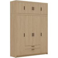 DREHTÜRENSCHRANK Elena mit 4 Türen und 2 Schubladen, mit Aufsatz Eiche Geölt - Eichefarben, Holzwerkstoff (176/245/53cm) - Beautysofa