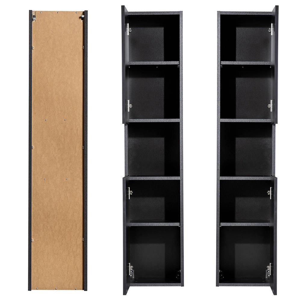 BAD-HOCHSCHRANK Skelbolu - Schwarz, Holzwerkstoff (30/140/25cm) - [en.casa]