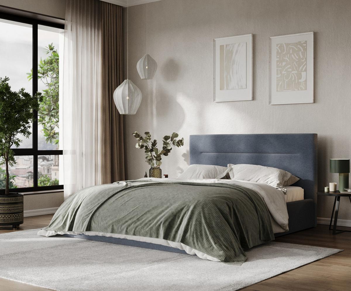 POLSTERBETT Liline 140/200 cm Blau im Asti Stoff - Blau/Schwarz, Holz/Holzwerkstoff (140/200cm) - AltaBeds
