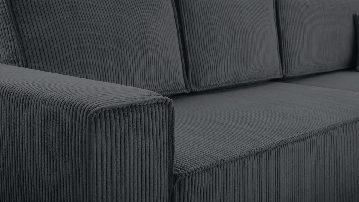 ECKSOFA L Form Cedria Grey 287/145/85 cm mit Schlaffunktion - Schwarz/Grau, Kunststoff/Textil (287/145cm) - AX Living