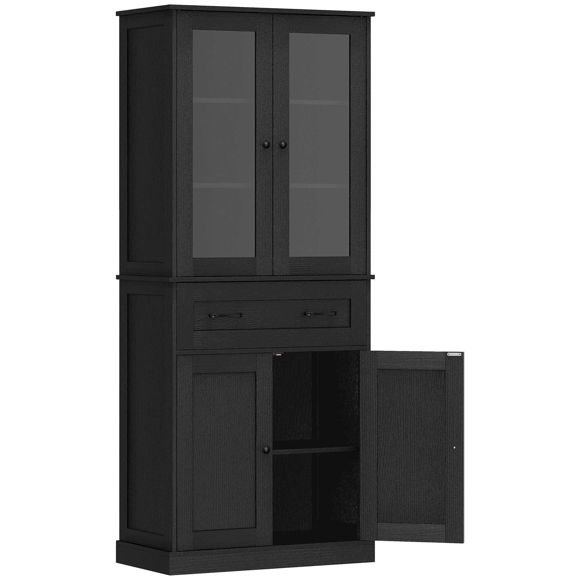 KÜCHENSCHRANK MDF Spanplatte Schwarz - Schwarz, Holzwerkstoff/Metall (40/182.5/76cm) - HOMCOM