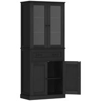 KÜCHENSCHRANK MDF Spanplatte Schwarz - Schwarz, Holzwerkstoff/Metall (40/182.5/76cm) - HOMCOM