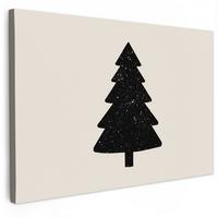 LEINWANDBILD Weihnachtsbaum - Schwarz - Urlaub - Beige Gemälde 60x40 cm - Schwarz, Textil (60/40cm) - MuchoWow