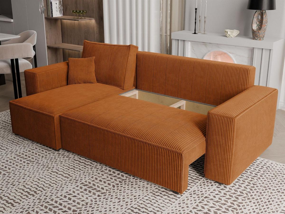 ECKSOFA Adara Mit Schlaffunktion - Hellbraun, Holzwerkstoff/Textil (244/145cm) - Fun Möbel