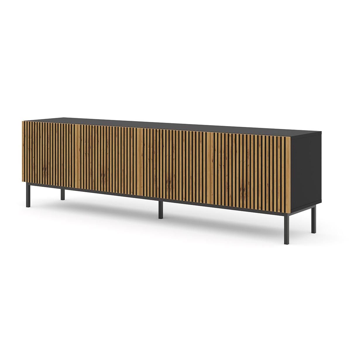 TV-MÖBEL Philaé Holz und Schwarz - Schwarz, Holzwerkstoff (200/58/42cm) - Petits-meubles