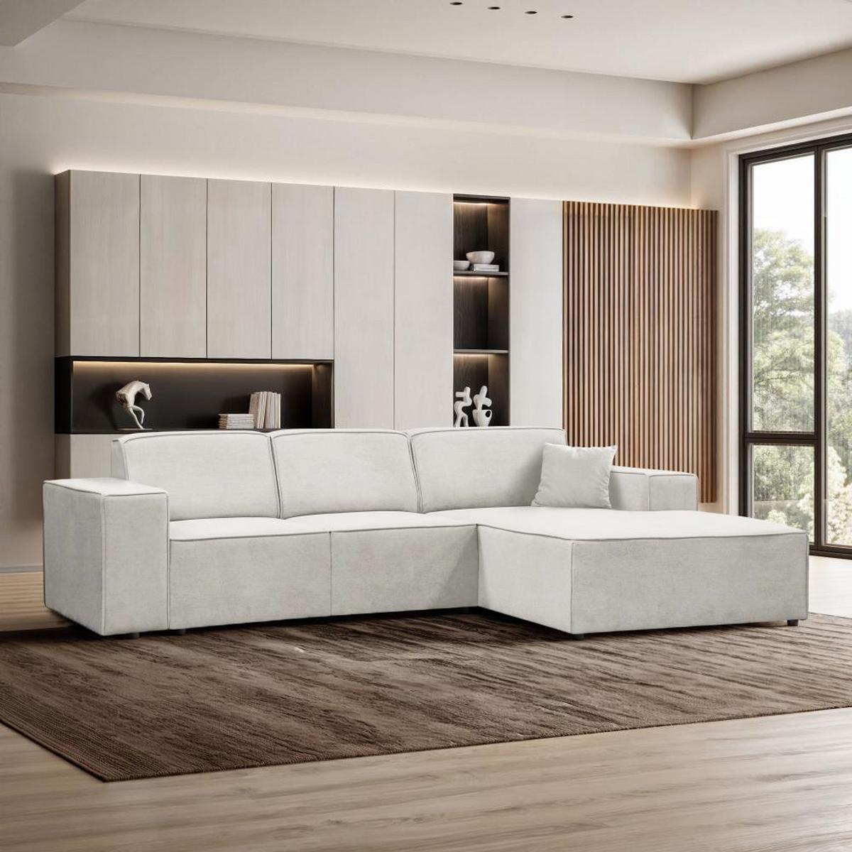 ECKSOFA ohne Schlaffunktion Pedro L beige rechts - Beige/Schwarz, Kunststoff/Textil (267/170cm) - Beautysofa