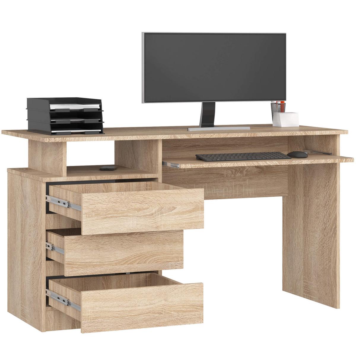SCHREIBTISCH Eiche Sonoma 77/135/60 - Sonoma Eiche, Holzwerkstoff (135/50/77cm) - RAUMHIRSCH FURNITURE