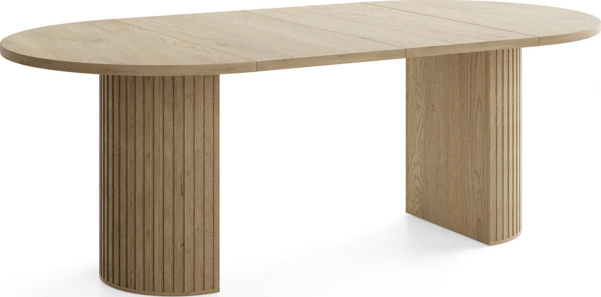 ESSTISCH Norin rund ausziehbar verlängerbar, Eiche Braun Rustikal 100-188/100/75 cm - Schwarz/Akaziefarben, Holzwerkstoff (100/188/75cm) - WFL GROUP