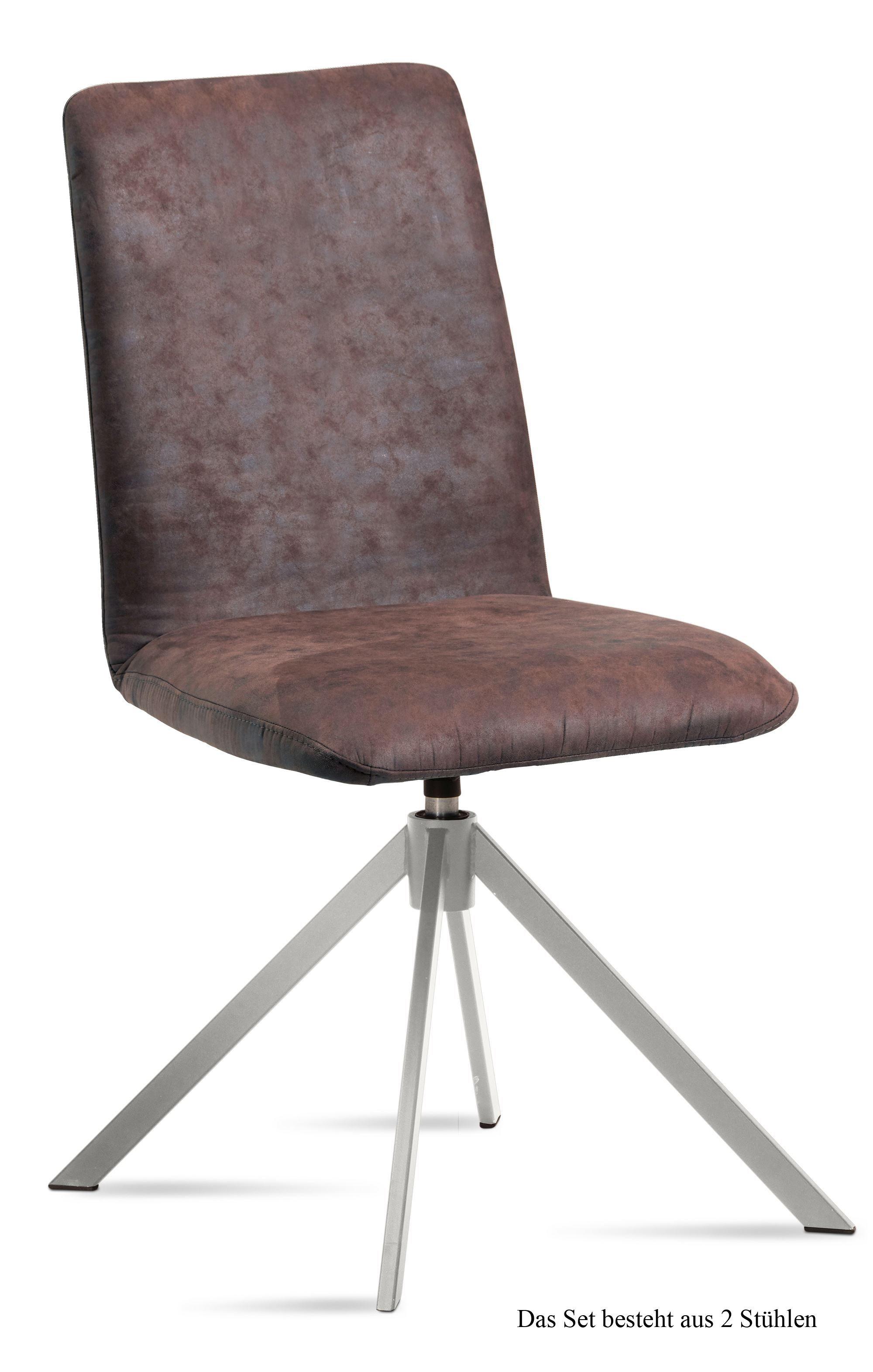 ESSZIMMERSTUHL drehbar (2er-Set) Dozene 47x92x60 Edelstahl/Braun - Edelstahlfarben/Braun, Kunststoff (60/92/47cm) - 58aufmkessel