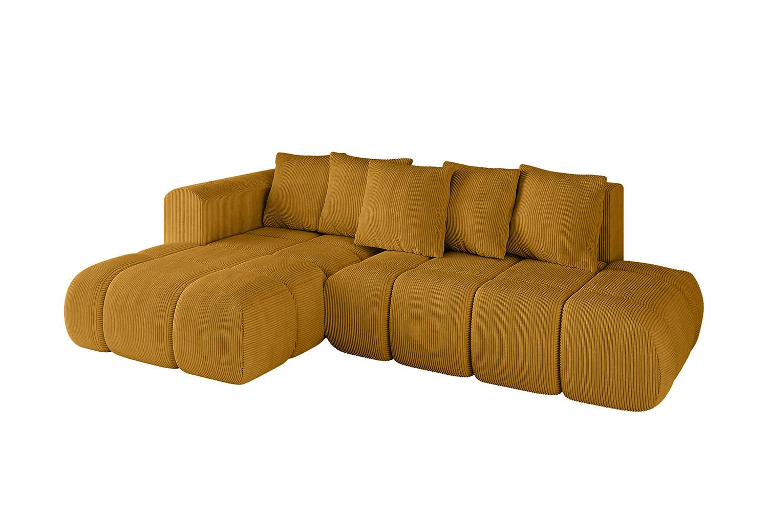 ECKSOFA Ottomane Links CLOUD-L-v1 280x185x90 Senfgelb Cord - Currygelb, Holzwerkstoff/Kunststoff (180/289cm) - ALTDECOR