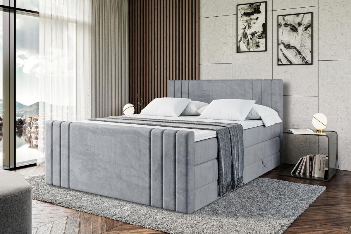 BOXSPRINGBETT IDRIKO-Z KING - 140x200 - H3/H4 - Grau - Grau, Holzwerkstoff (140/200cm) - ALTDECOR