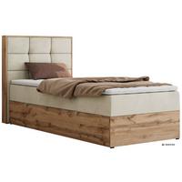 BOXBETT ALBERO 1 90/200 - Beige Velvet - Topper T25 - H4 - Links - Beige/Schwarz, Kunststoff/Textil (90/200cm) - MKS