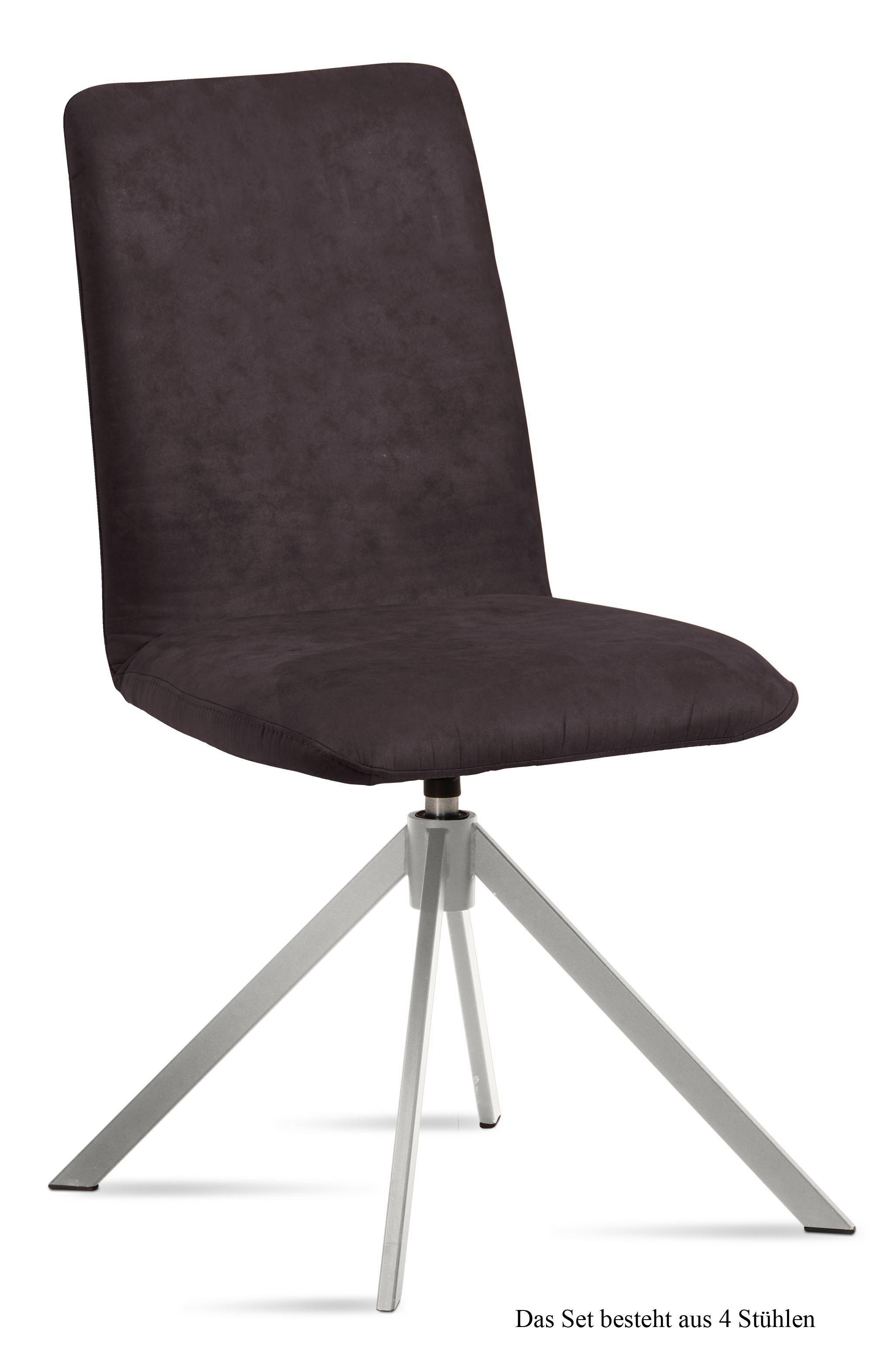 ESSZIMMERSTUHL drehbar (4er-Set) Dozene 47x92x60 Edelstahl/Espresso - Edelstahlfarben/Dunkelbraun, Kunststoff (60/92/47cm) - 58aufmkessel