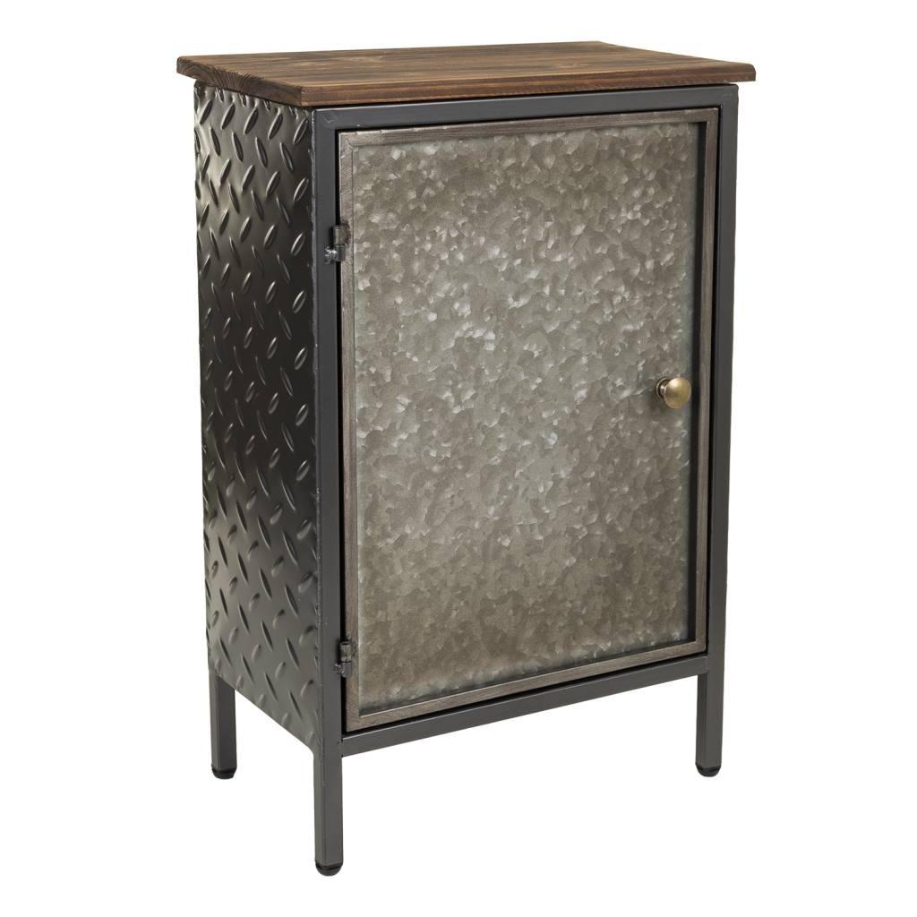 NACHTTISCH aus Metall und Holz, braun, 37x24x57cm - Grau, Metall (37/56.5/23.5cm) - Wanderlust