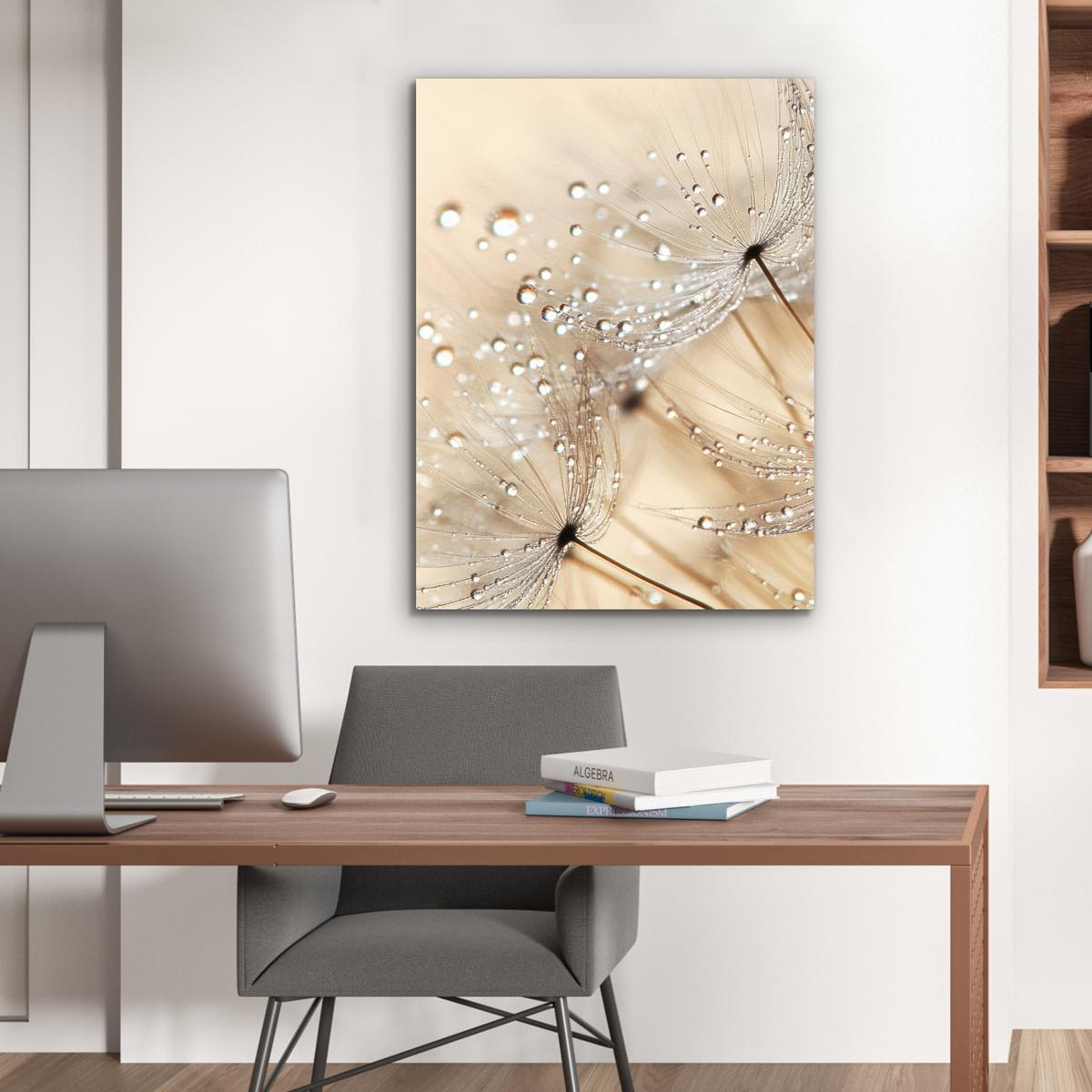 METALLBILD Löwenzahn - Abstrakt - Natur - Beige 60x80 cm - Braun, Metall (60/80cm) - MuchoWow