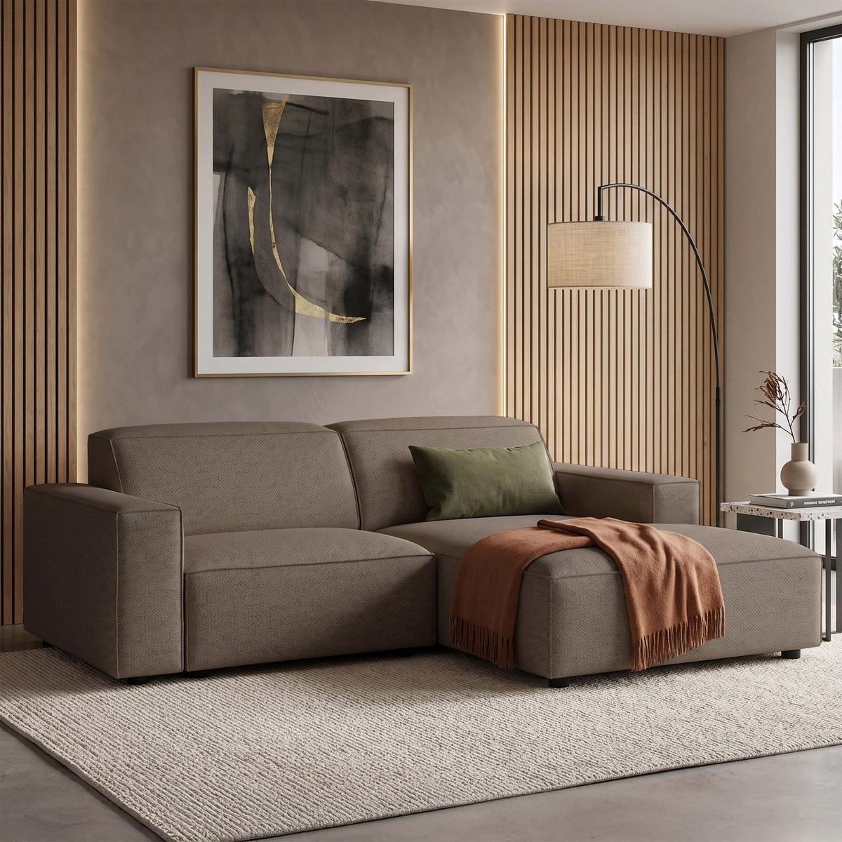 ECKSOFA Sellmo 210 cm - Hellbraun/Schwarz, Kunststoff/Textil (210/166cm) - Selsey