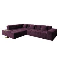 ECKSOFA MIT MOTORISCHEM SITZVORZUG NEVADA Violett Velvet Relaxfunktion - Violett/Schwarz, Textil (319/215cm) - KAWOLA