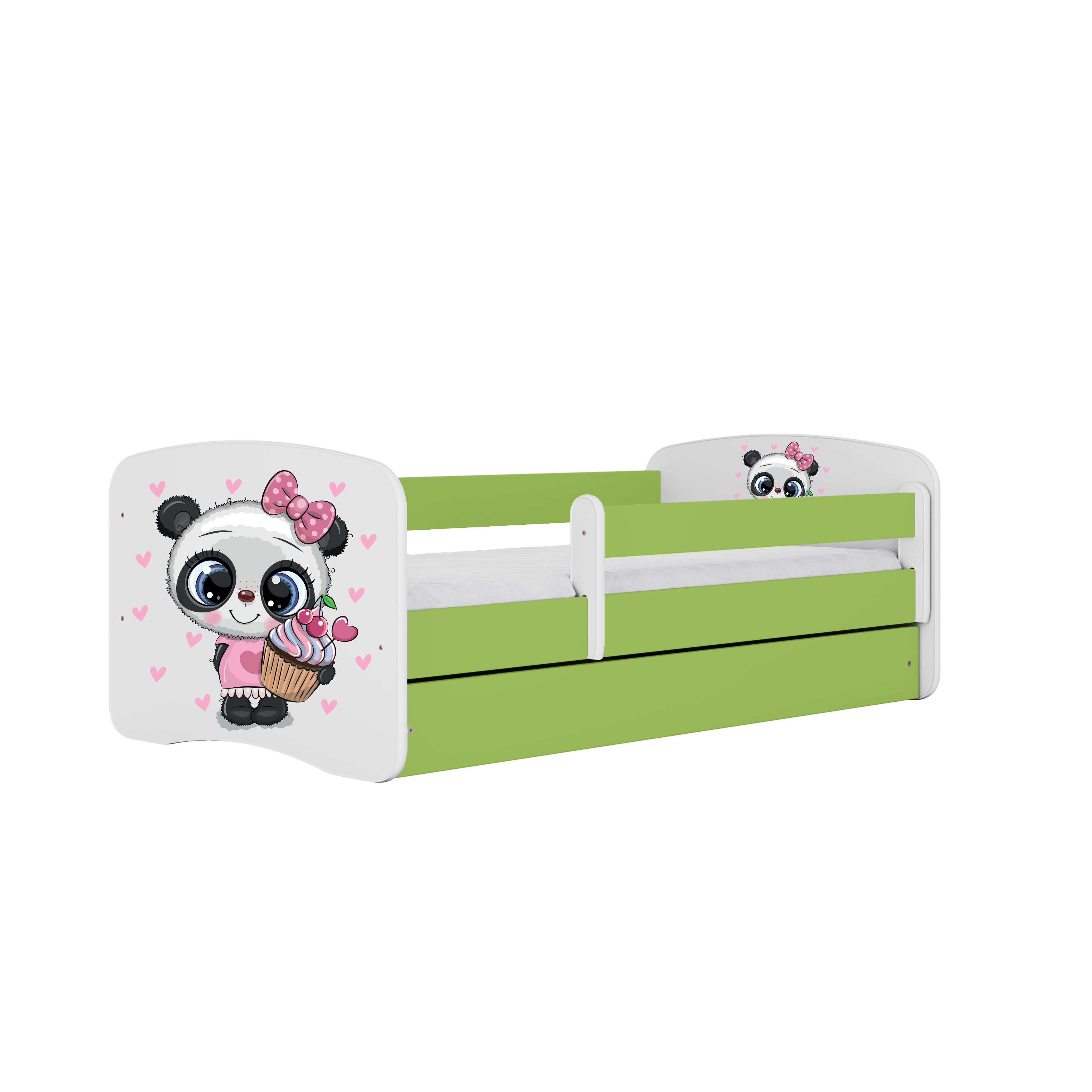 KINDERBETT Panda mit Schublade und Matratze 160/80 - Grün, Holzwerkstoff (80/160cm) - RAUMHIRSCH FURNITURE