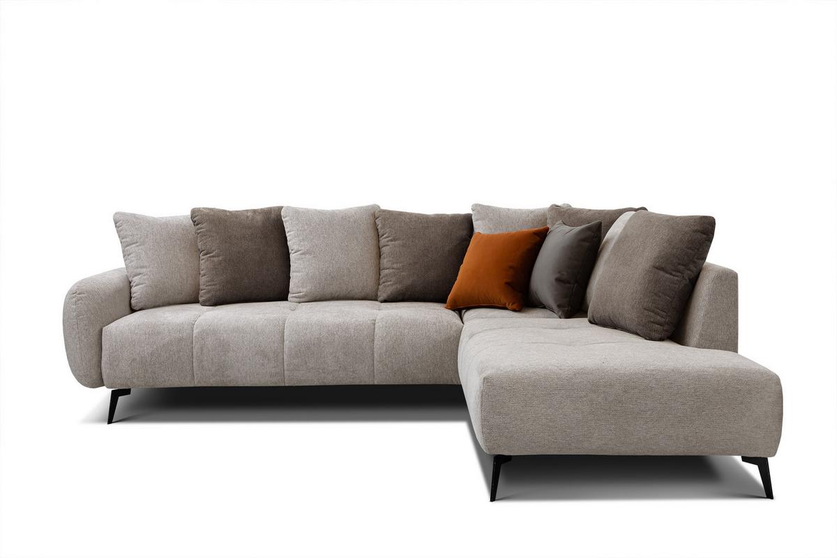ECKSOFA EVENTO 5-Sitzer, beige - Beige/Schwarz, Holzwerkstoff/Textil (266/206cm) - Wozimo