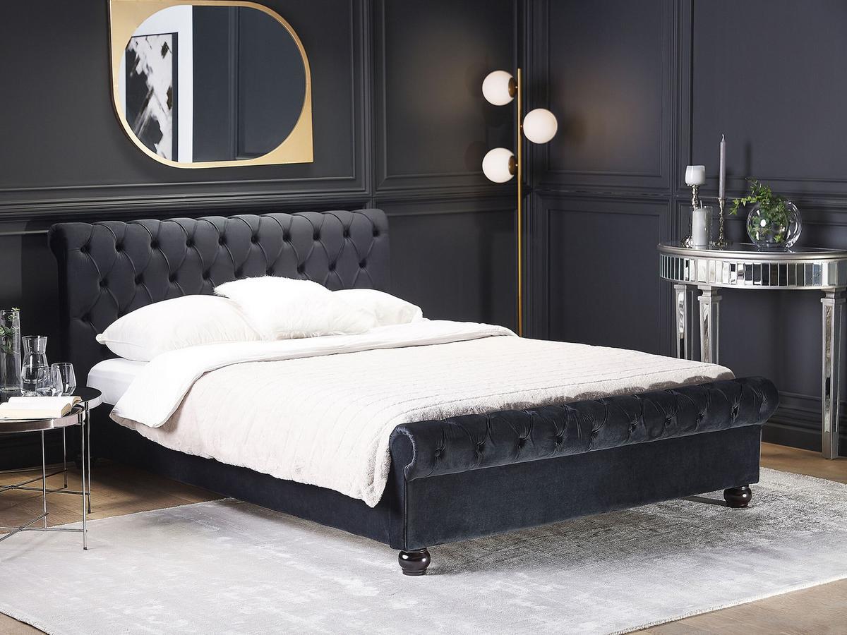 BETT 140/200cm Schwarz Avallon - Schwarz, Textil (140/200cm) - Beliani