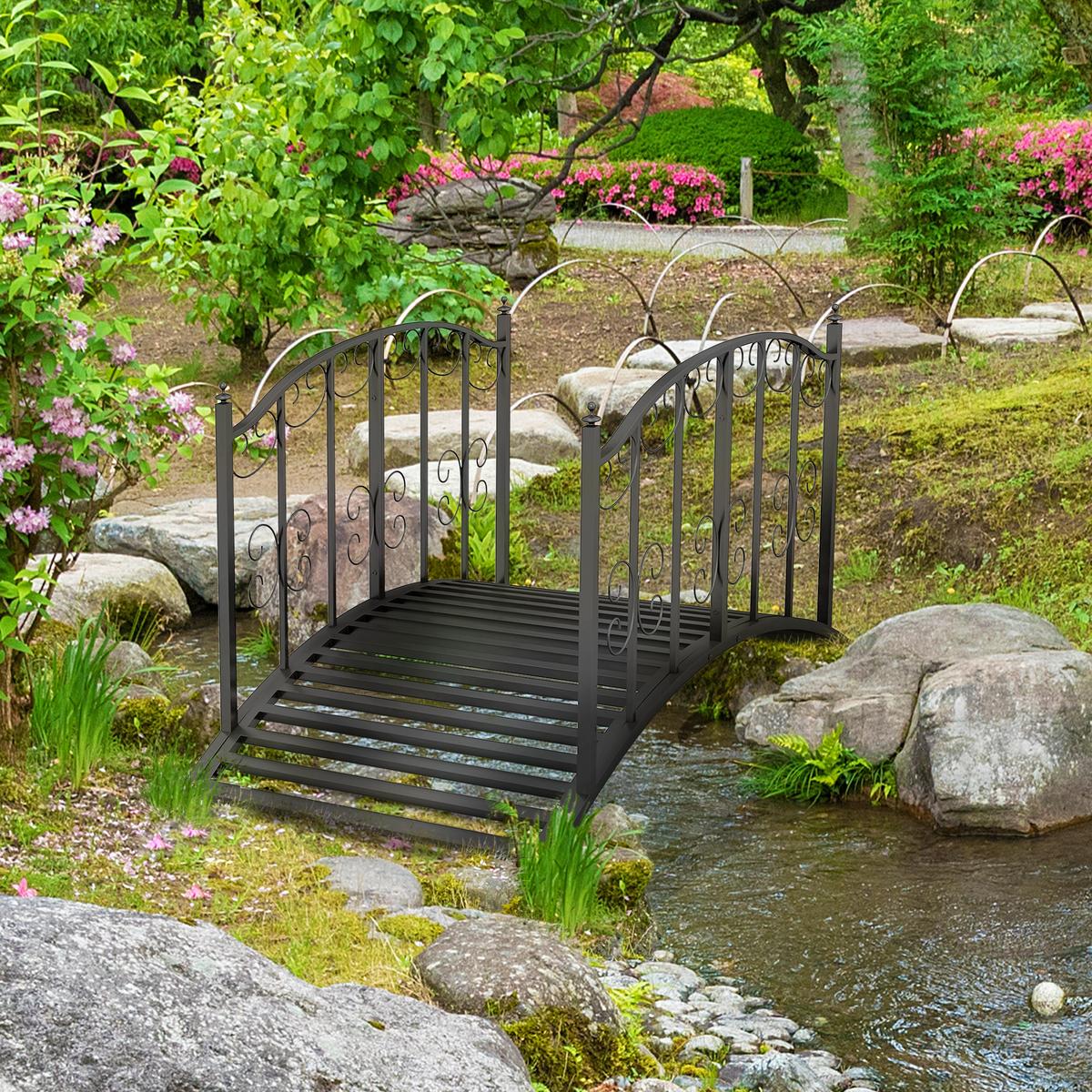 GARTENBRÜCKE, Stahl, Schwarz - Schwarz, Metall (119/67/70cm) - Outsunny