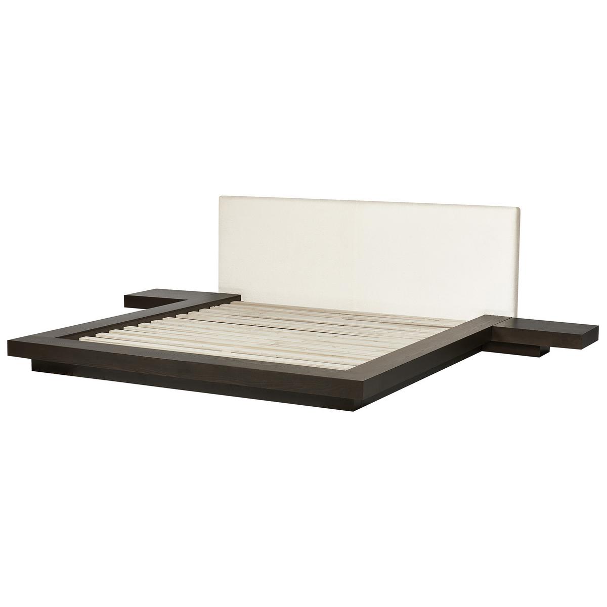 BETT mit Lattenrost 180/200 cm Dunkelbraun Zen - Dunkelbraun/Weiß, Holzwerkstoff (180/200cm) - Beliani