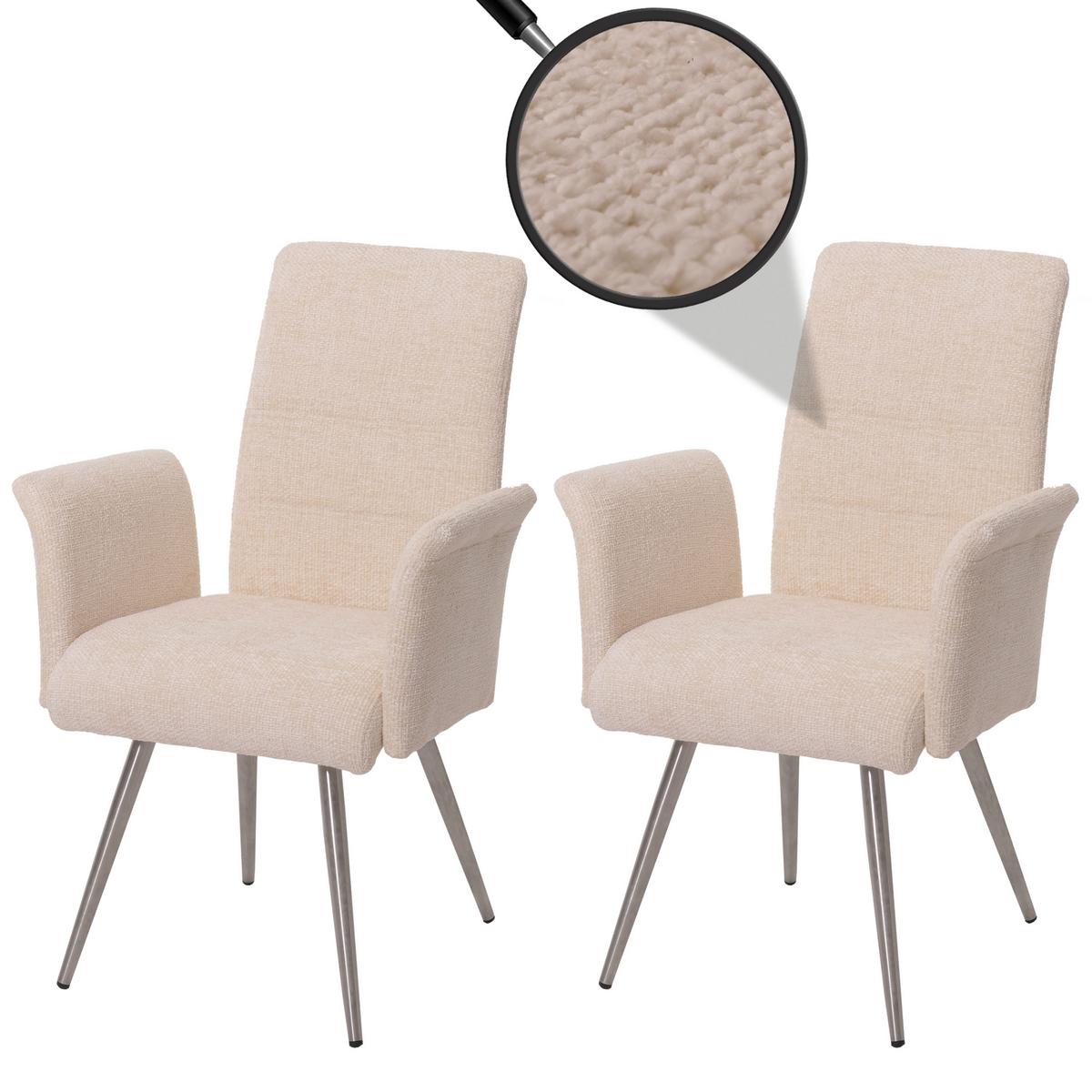ESSZIMMERSTUHL Cremeweiß 2er-Set - Weiß, Textil (64/98/58cm) - MCW
