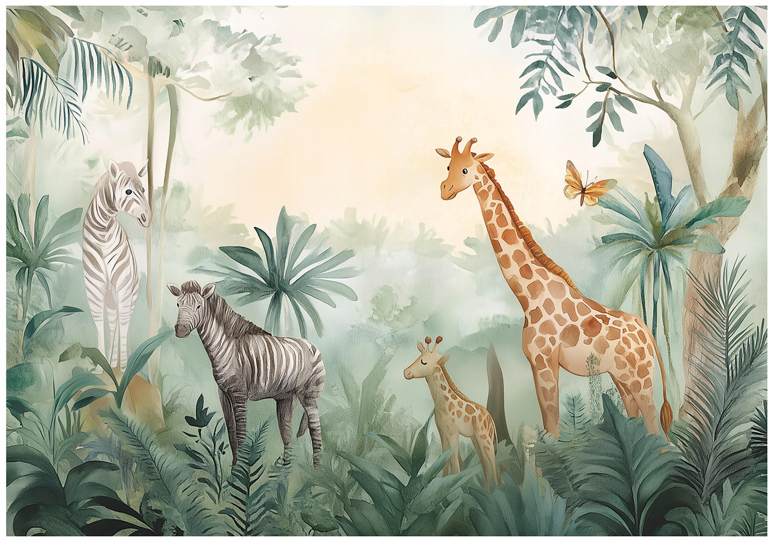 FOTOTAPETE Kinderzimmer Tiere Wald Tapete Kinder 300x210 - Multicolor, Papier (300/210cm) - Wallarena
