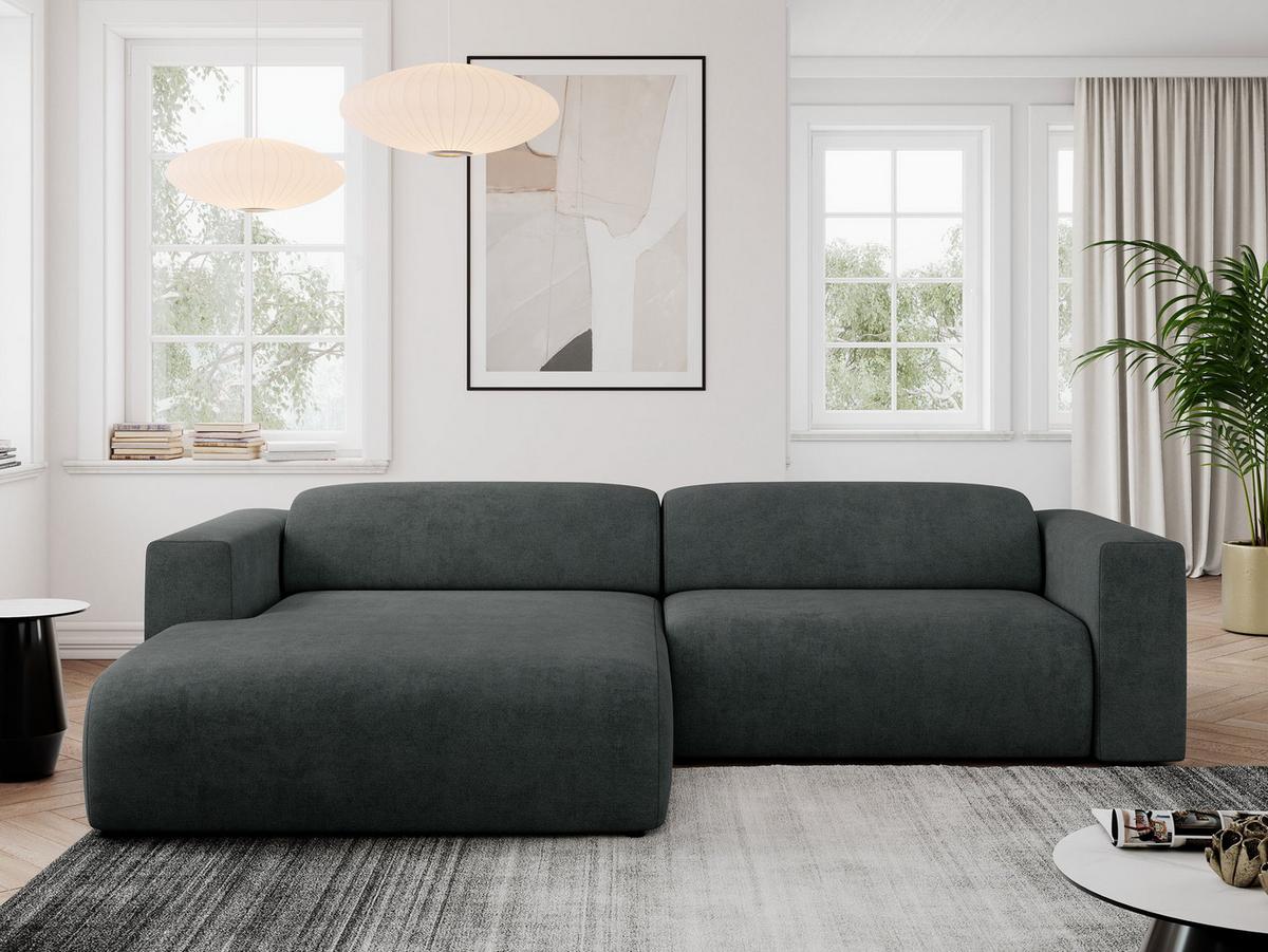 OFERTA WYCOFANA ECKSOFA PASADENA Dunkelgrau Struktur Links Seite - Dunkelgrau/Schwarz, Kunststoff/Textil (180/288cm) - MKS