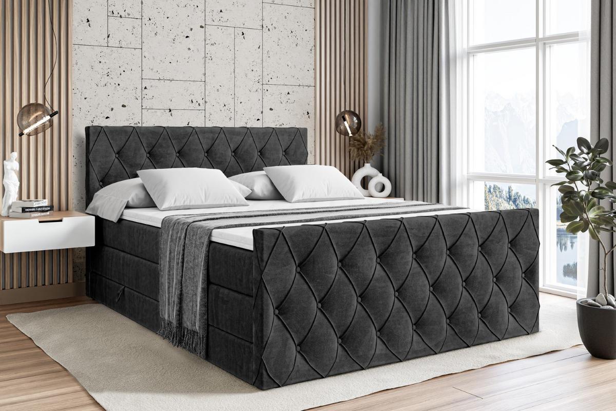 BOXSPRINGBETT AMAY-Z KING - 140x200 - H3/H4 - Schwarz - Schwarz, Holzwerkstoff (140/200cm) - ALTDECOR