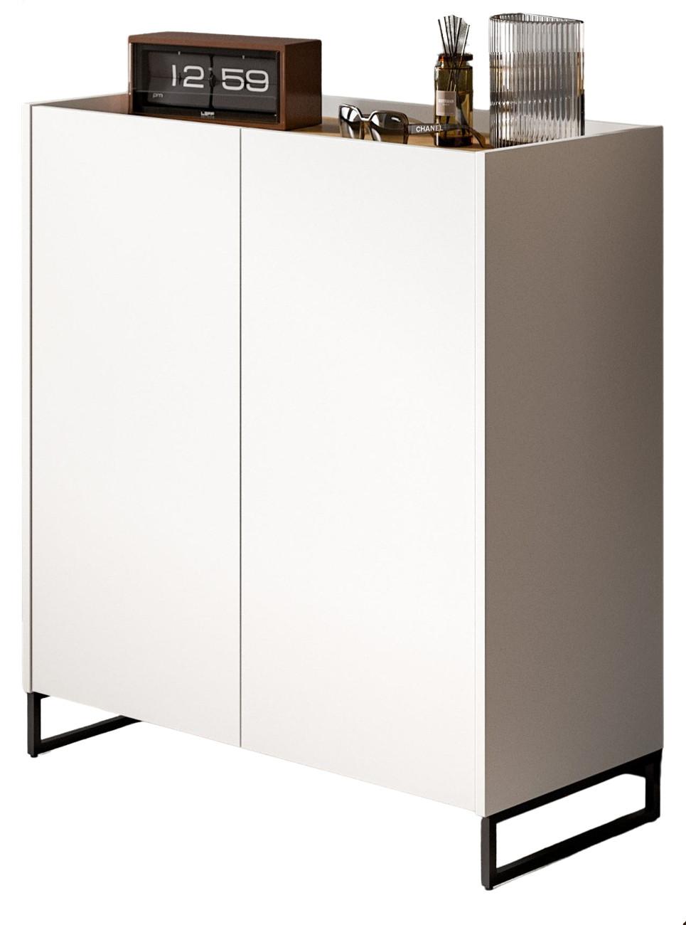 SCHUHSCHRANK weiß und Artisan Eiche, Schuhkommode 90 x 97 cm, Soft-Close - Schwarz/Weiß, Holzwerkstoff/Metall (90/97/38cm) - Inn.Furn