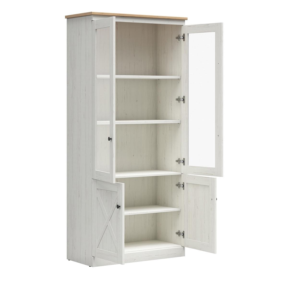 GESCHIRRSCHRANK Victoria Weiß und Holz - Weiß, Holzwerkstoff (93/200/43cm) - Petits-meubles