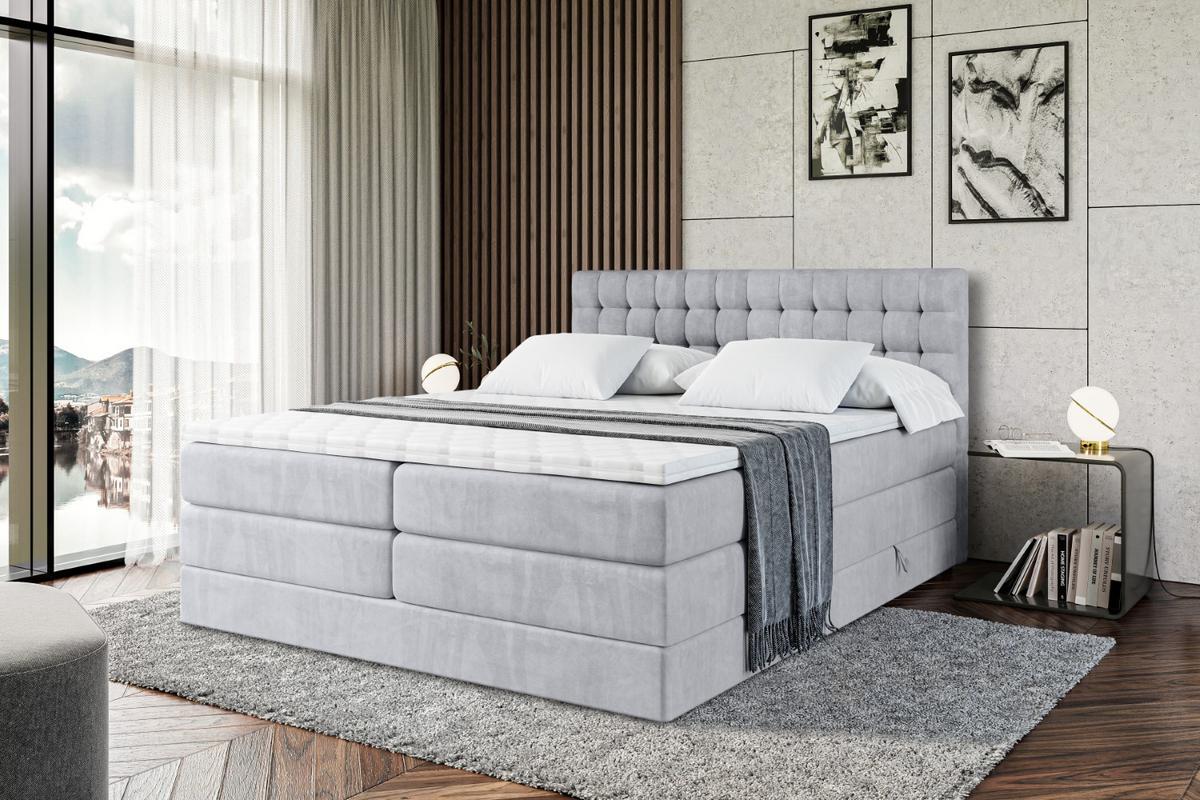 BOXSPRINGBETT VIONE KING - 120 x 200 - H3/H4 - Hellgrau - Hellgrau, Holzwerkstoff (120/200cm) - ALTDECOR