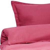 BETTWÄSCHE-SET 200/200 cm Baumwollsatin Burgunderrot Parkrose - Dunkelrot, Textil (200/200cm) - Beliani