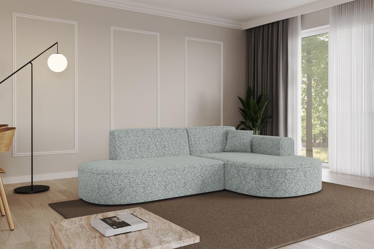 ECKSOFA Ottomane Rechts MARI-L1 - 243x171x79 cm Grün Tissu - Wildeiche/Schwarz, Holzwerkstoff/Kunststoff (171/243cm) - ALTDECOR