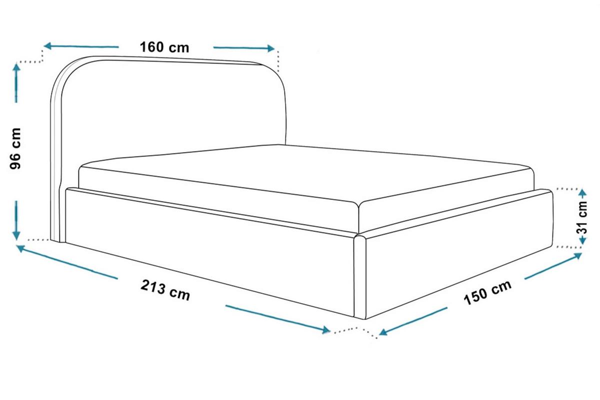 BETT 140x200 - Polsterbett mit Bettkasten und Metallrahmen - Modern Betten - Weicher Jasminstoff - Kollektion Verona - Grau - Grau, Holz/Textil (140/200cm) - Alpi-Möbel