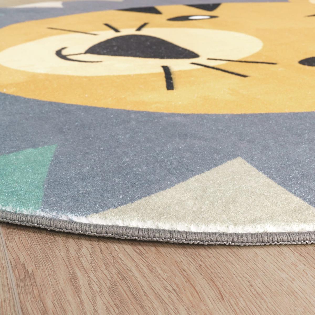 KINDERTEPPICH Waschbar, mit Löwen-Motiv, Mehrfarbig, Ø 160 cm - Multicolor, Textil (160/160cm) - KADIMA DESIGN