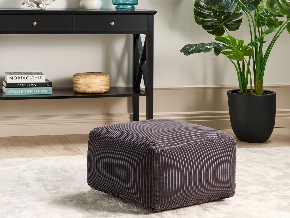 POUF Mukki 50/50/30 cm - Grau, Textil (50/30/50cm) - Beliani