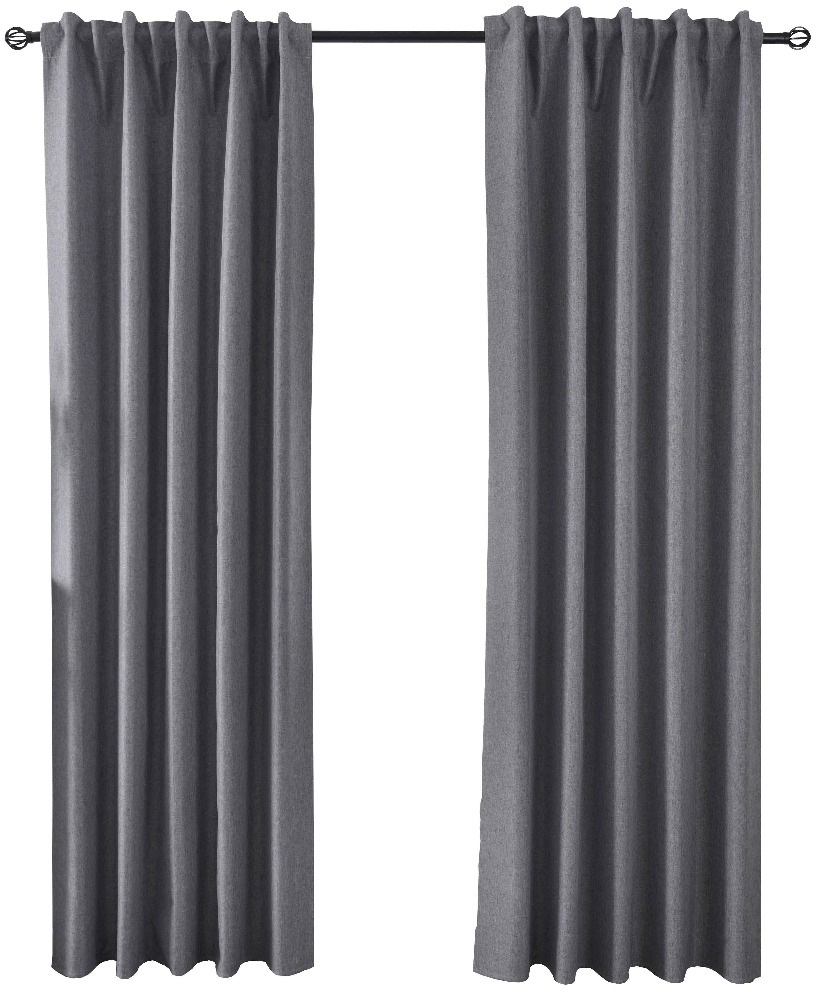 VORHANG 2ER SET BOSTON DARK HxB 245x140 cm Dunkelgrau - Dunkelgrau, Textil (140/245cm) - Gardinenbox
