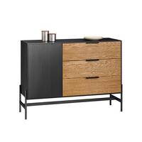 SIDEBOARD Schwarz-Natur - Schwarz/Naturfarben, Holzwerkstoff/Metall (114/83/40cm) - SoBuy