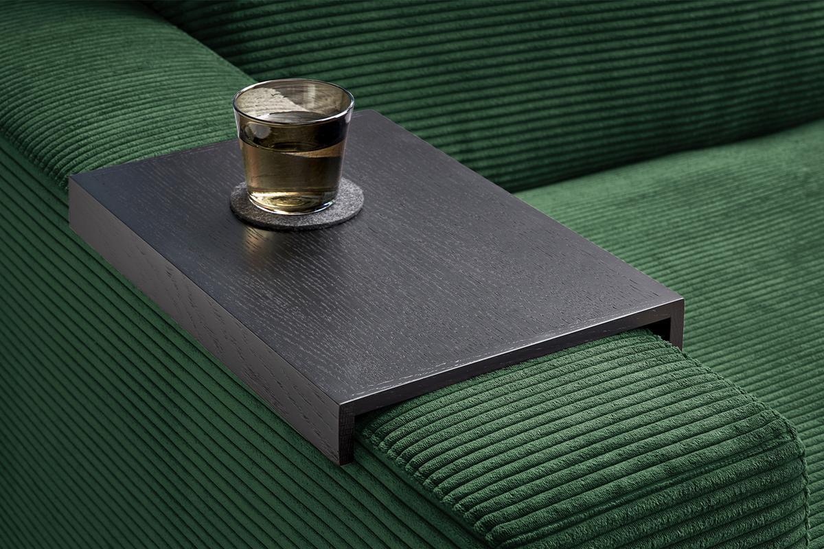 BIG SOFA XL MIT TABLETT MADELINE Smaragdgrün Cord - Smaragdgrün/Schwarz, Kunststoff/Textil (290/85/190cm) - KAWOLA