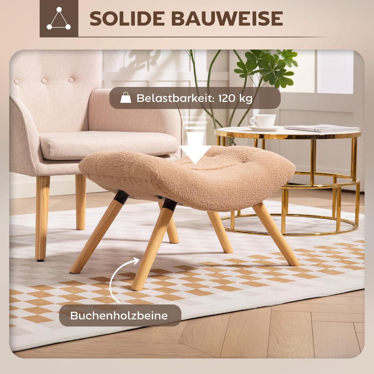 SITZHOCKER, Fußhocker, Polsterhocker, Fußstütze bis 120 kg belastbar Braun - Braun, Kunststoff (45/38/67cm) - HOMCOM