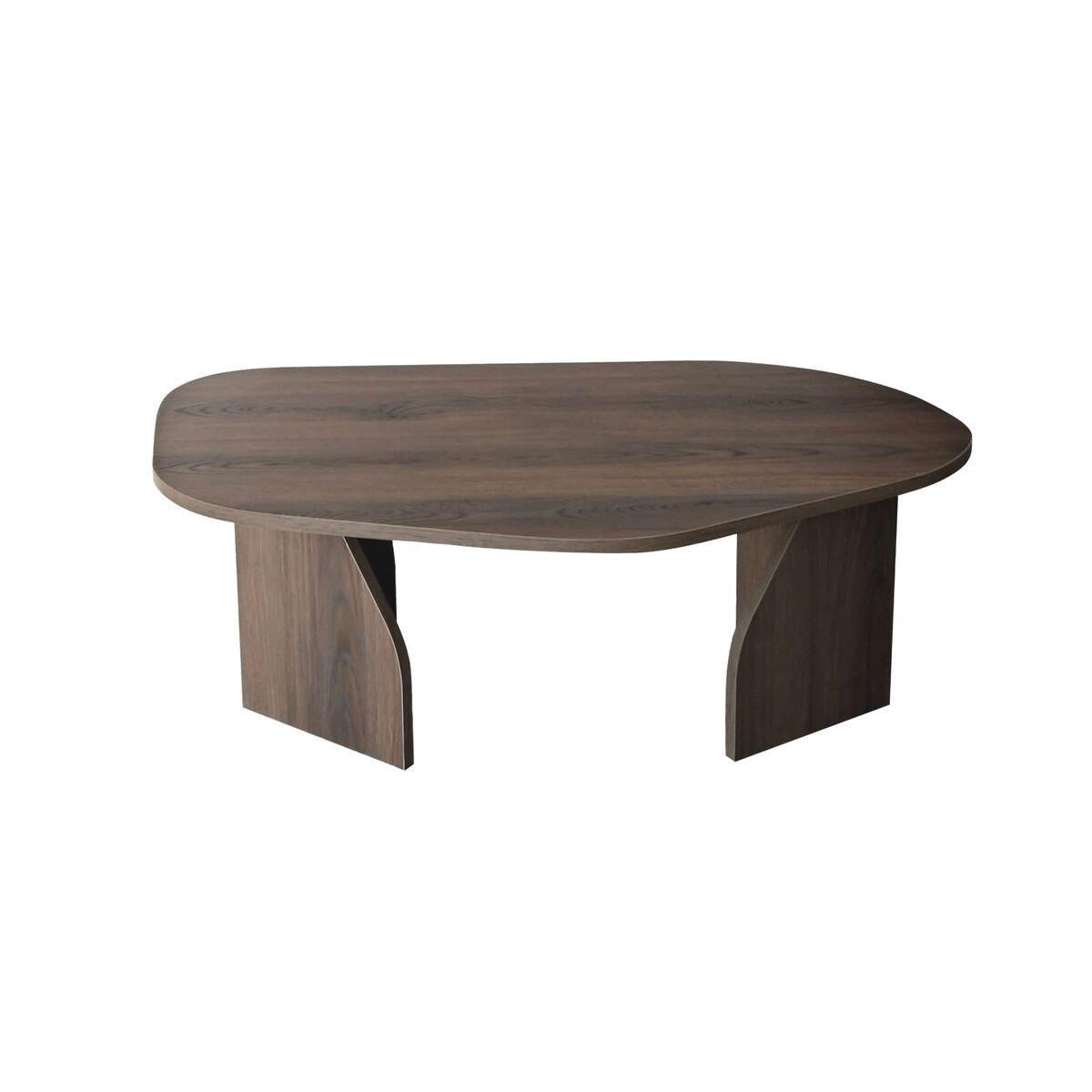 COUCHTISCH mit organisch geformter Tischplatte und breiten Beinen 100/60/35 cm - Naturfarben, Holzwerkstoff (100/60/35cm) - Calicosy