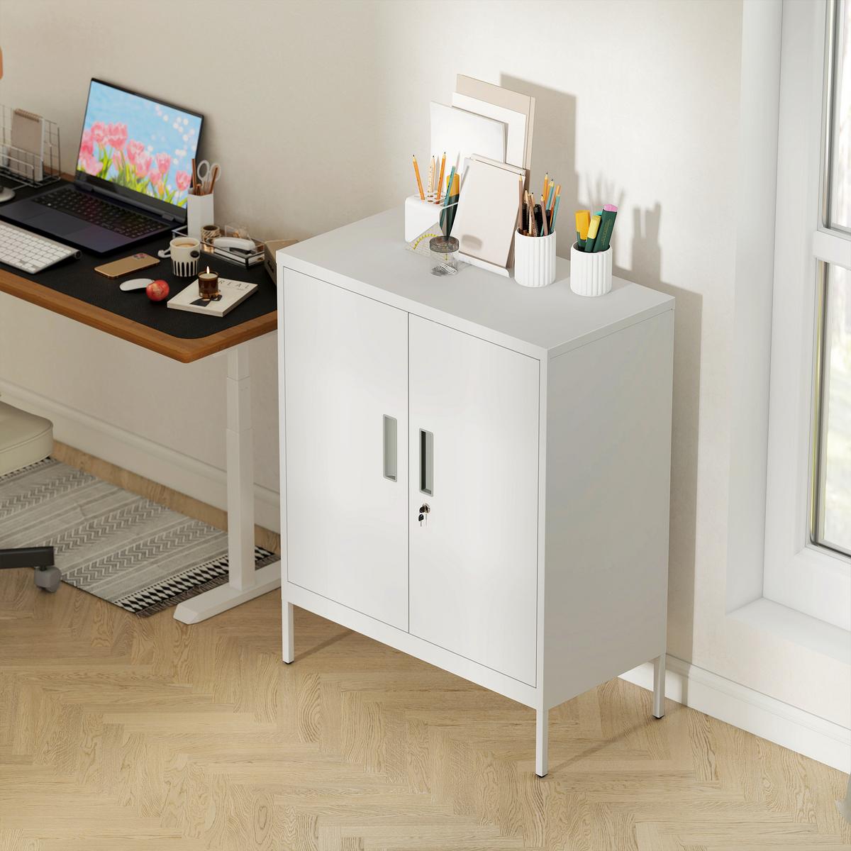 AKTENSCHRANK Stahl Weiß - Weiß, Metall (40/100/80cm) - HOMCOM