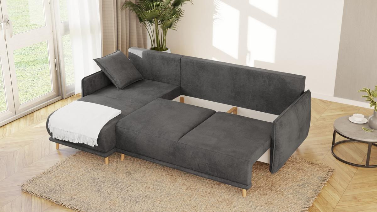 ECKSOFA Chroma Graphit Luxusmicrofaser - Graphitfarben/Braun, Holz/Textil (238/170cm) - S-Style