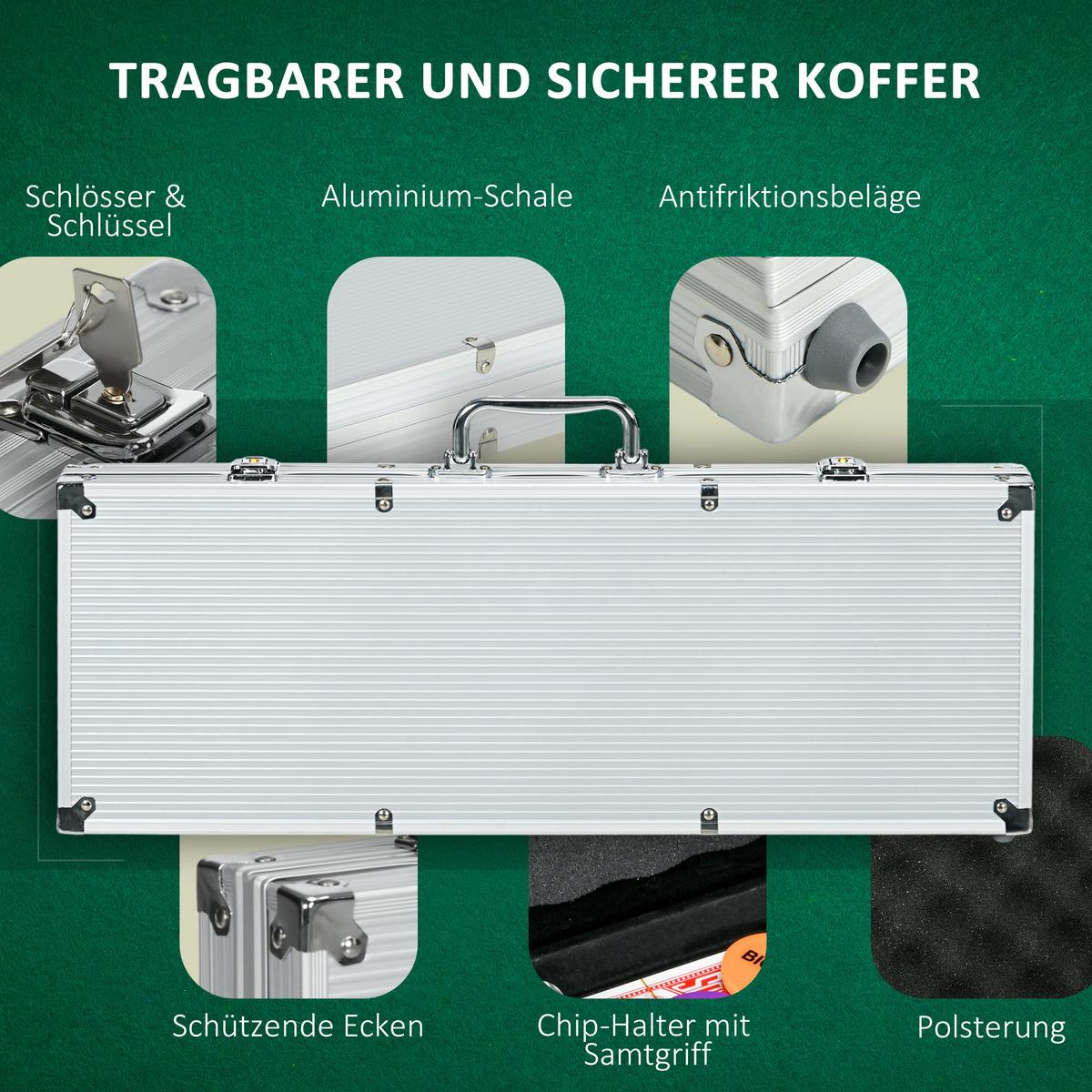 POKERKOFFER-SET Aluminium PS-Kunststoff Silber - Silberfarben, Metall (23.5/56cm) - SPORTNOW